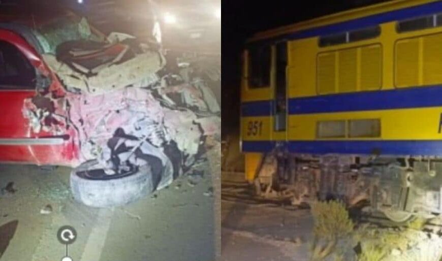 Locomotora destroza vagoneta con familia a bordo cerca de Cebadilla.